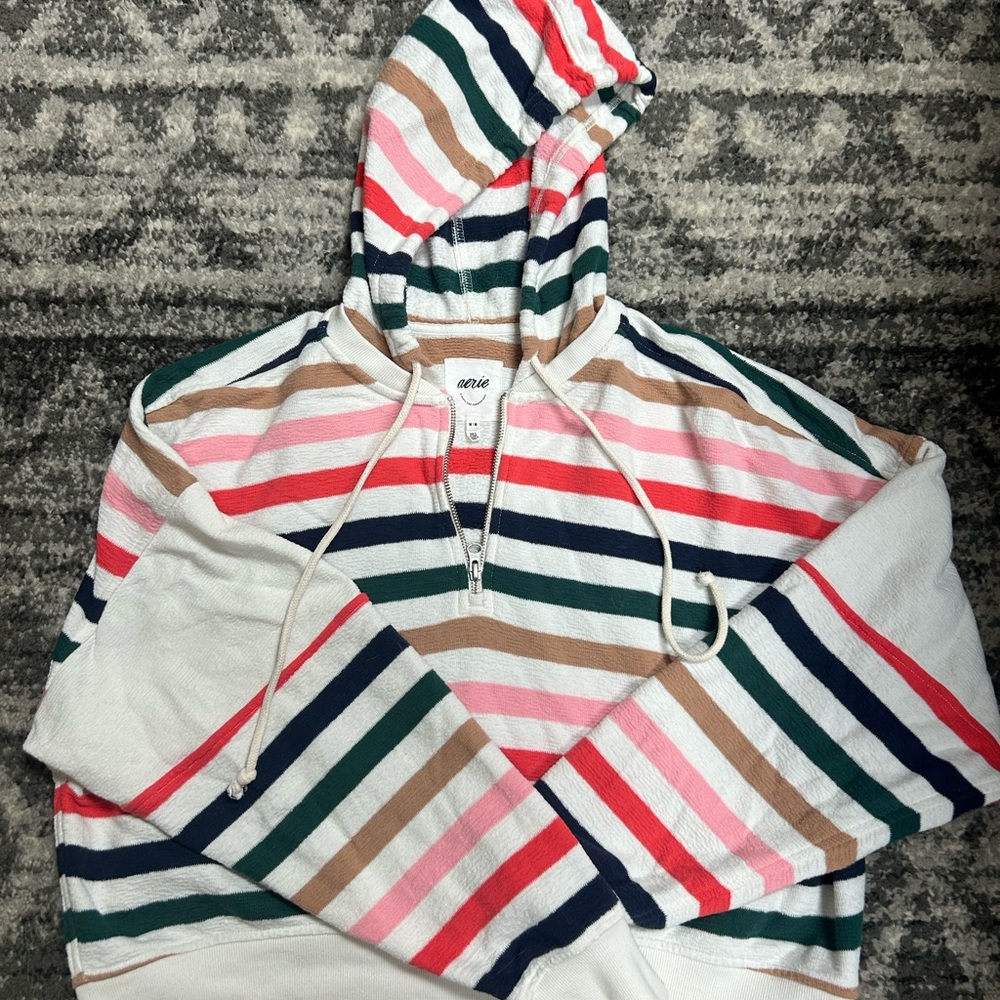 Aerie Multicolor Striped Hoodie Sweater